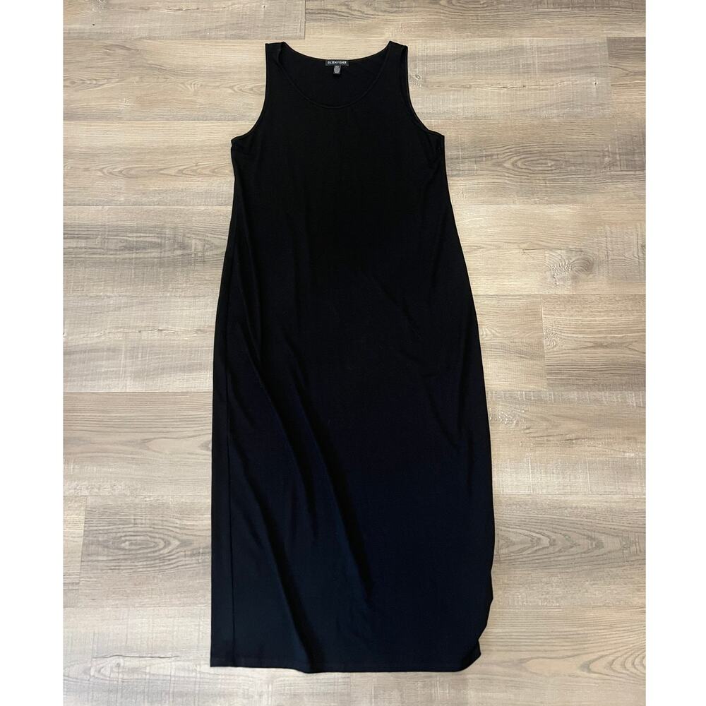 Eileen Fisher Black Jersey Sleeveless Midi Dress